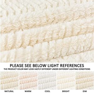 YUSOKI Luxury Double Sided Faux Fur Throw Blanket(Without Pillows),Soft Fuzzy Fluffy Cozy Blanket Plush Furry Comfy Warm Blanket for Couch Bed Chair Sofa Bedroom Women Teen Girls Gift(Ivory,50" x 63")
