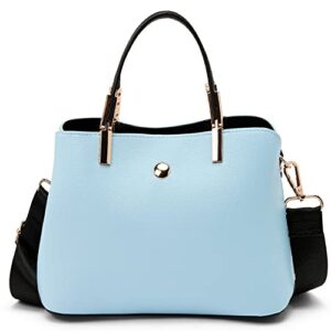 like dreams fashion women hobo fashion satchel handbag vegan leather top handle bucket crossbody purse (blue)