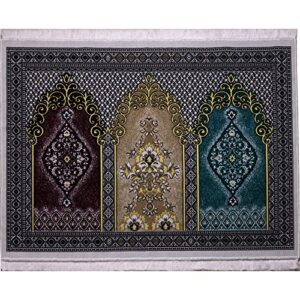 modefa turkish islamic prayer rug – wide plush velvet praying mat – multi person muslim janamaz sajada for family or mosque – large gathering & group praying carpet – floral arch – 3 person (17-11)