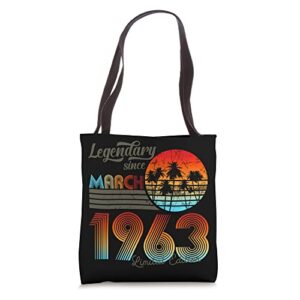 60. birthday 60 legendary since march 1963 tote bag