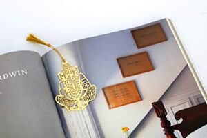 adoraa’s ganesha ganpati golden brass metal bookmark with golden tassel – perfect gift for friends & family