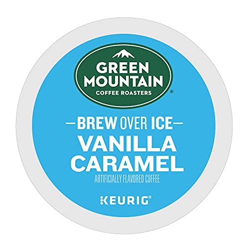 Green Mountain Coffee Roasters Brew Over Ice Vanilla Caramel, Single Serve Keurig K-Cup Pods, Flavored Iced Coffee, 12 Count