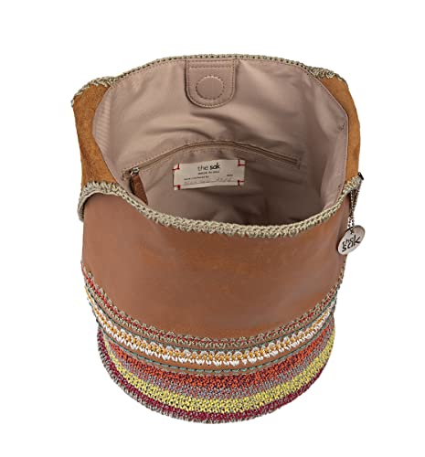 The Sak Back To Bali 120 Hobo Bag in Leather & Hand-Crochet, Large Shoulder Purse, Tobacco Seminyak