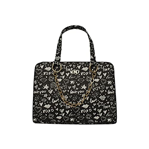 XOXO Women's Handbag Large Black Graffiti Print Satchel