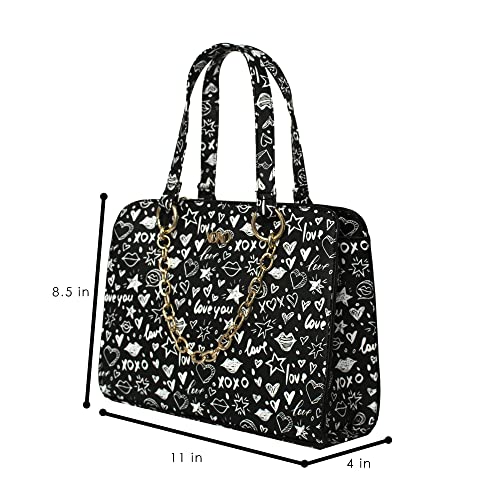 XOXO Women's Handbag Large Black Graffiti Print Satchel