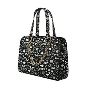 XOXO Women's Handbag Large Black Graffiti Print Satchel