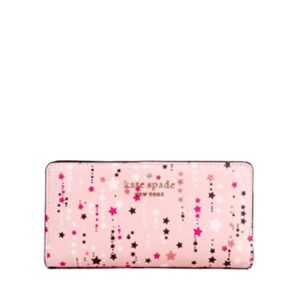 Kate Spade Staci Twinkle Printed Large Slim Bifold Wallet in Pink Multi