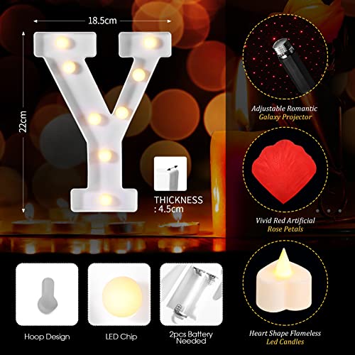 Hortsun Marry ME Light up Letters Wedding Proposal Decorations Will You Marry Me I Love U Sign Rose Petals 24 LED Love Candles Romantic Night Light for Proposal Engagement Outdoor (Red)