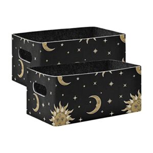 susiyo golden sun and moon storage bins 2 pcs felt storage basket foldable organizer bin for office closet