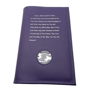 alcoholics anonymous aa purple ochid big book cover with the third step prayer and medallion holder