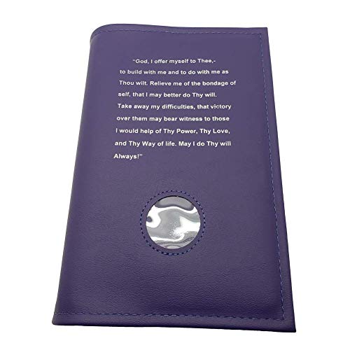 Alcoholics Anonymous AA Purple Ochid Big Book Cover with The Third Step Prayer and Medallion Holder