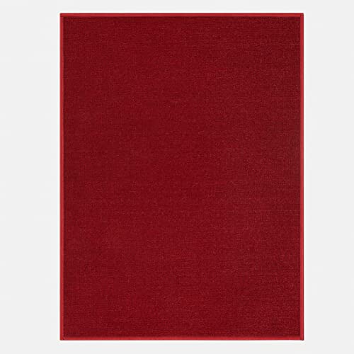 Ottomanson Ottohome Collection Non-Slip Rubberback Modern Solid Design 2x3 Indoor Area Rug/Entryway Mat, 2'3" x 3', Red