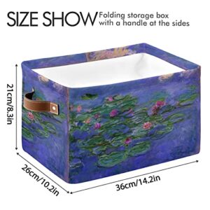 Storage Basket Bins Claude Monet Water Lilies Collapsible Storage Organizer for Shelf Closet Bedroom