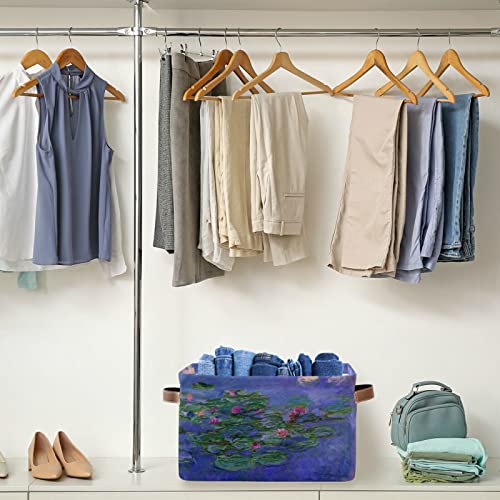 Storage Basket Bins Claude Monet Water Lilies Collapsible Storage Organizer for Shelf Closet Bedroom