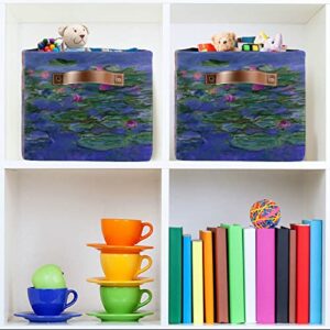 Storage Basket Bins Claude Monet Water Lilies Collapsible Storage Organizer for Shelf Closet Bedroom