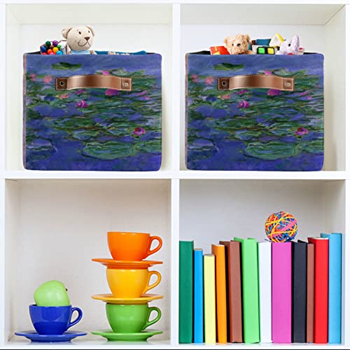 Storage Basket Bins Claude Monet Water Lilies Collapsible Storage Organizer for Shelf Closet Bedroom