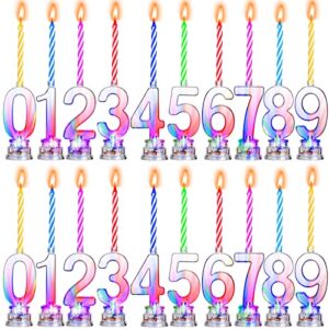 20 pieces birthday number candle flashing multicolor light up cake candle set led number birthday cake topper candle with 80 pieces wax candles for birthday anniversary celebration