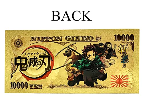 YJacuing Anime Demon Slayer: Kimetsu no Yaiba Gold Coated Banknote, Limited Edition Collectible Bill Bookmark (6 PCS Collection)