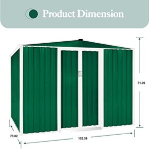 Skiway 6' x 8' Outdoor Garden Storage Shed with Sliding Door, Perfect to Store Patio Furniture, Garden Tools, Bike Accessories, Beach Chairs, Weather Resistance, Green