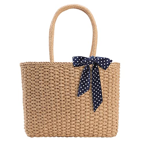 YXILEE Zipper Straw Bags For Women | Straw Purse Woven Handmade Summer Handbag for Travel Beach