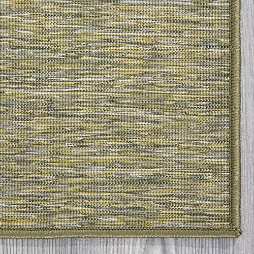 Ottomanson Machine Washable Tonal Design Jute Back 2x3 Reversible Indoor/Outdoor Area Rug for Patio, Living Room, Bedroom, Office, Dining Room, 2' x 3', Green