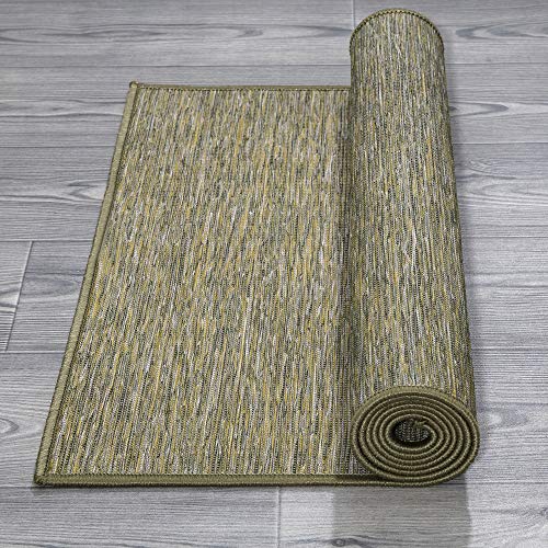 Ottomanson Machine Washable Tonal Design Jute Back 2x3 Reversible Indoor/Outdoor Area Rug for Patio, Living Room, Bedroom, Office, Dining Room, 2' x 3', Green