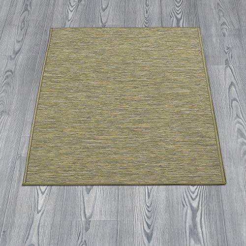Ottomanson Machine Washable Tonal Design Jute Back 2x3 Reversible Indoor/Outdoor Area Rug for Patio, Living Room, Bedroom, Office, Dining Room, 2' x 3', Green