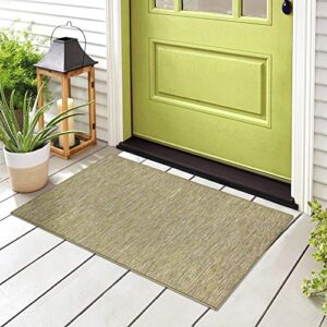 Ottomanson Machine Washable Tonal Design Jute Back 2x3 Reversible Indoor/Outdoor Area Rug for Patio, Living Room, Bedroom, Office, Dining Room, 2' x 3', Green