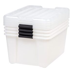 IRIS 45 Quart Buckle Up Storage Box, 4 Pack, Pearl