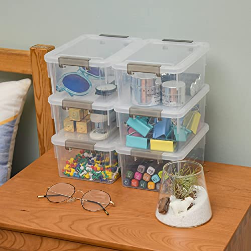 Citylife 4 Packs 5.3 QT Storage Bins with Lids & Citylife 1.3 QT 6 Pack Small Storage Bins Plastic Storage Container Stackable Box with Lids for Organizing