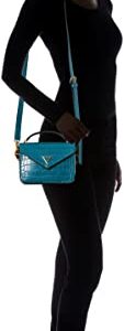 GUESS Womens Retour Mini Flap Satchel Top Handle Crossbody, Deep Teal, One Size US