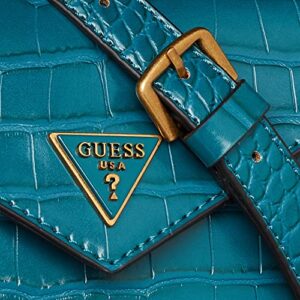 GUESS Womens Retour Mini Flap Satchel Top Handle Crossbody, Deep Teal, One Size US