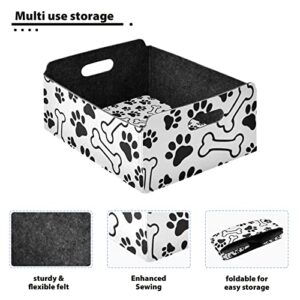 Felt Storage Basket 099 Foldable Closet Storage Bins Cat Dog Footprint Bone Collapsible Fabric Storage Cubes for Shelves for Clothes Toys Home Nursery