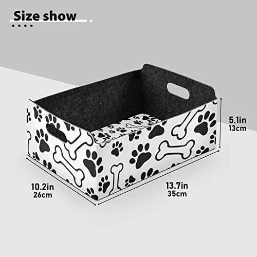 Felt Storage Basket 099 Foldable Closet Storage Bins Cat Dog Footprint Bone Collapsible Fabric Storage Cubes for Shelves for Clothes Toys Home Nursery