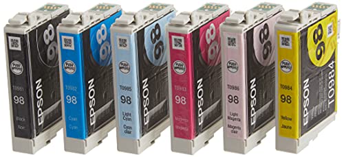 Epson 98 Black & Color C/M/Y/LC/LM - -Ink -Cartridges, T098120-BCS, High Yield, Combo 6/Pack