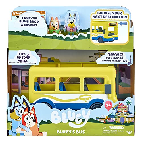 Bluey Bus, Bus Vehicle and Figures Pack, with Two 2.5-3" Figures