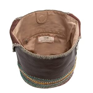 The Sak Back To Bali 120 Hobo Bag in Leather & Hand-Crochet, Large Shoulder Purse, Mahogany Seminyak