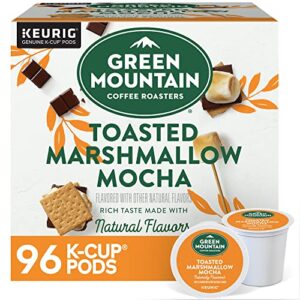 green mountain coffee roasters toasted marshmallow mocha, single-serve keurig k-cup pods, flavored light roast coffee pods, 96 count