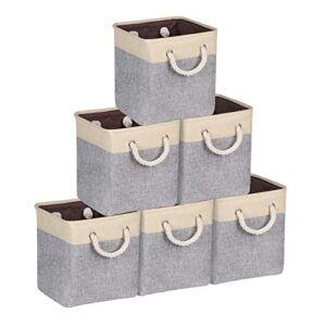 kntiwiwo storage bins fabric storage basket for shelves for organizing closet shelf decorative closet organizers with handles for closet nursery bedroom home office,gray and beige-6 pack