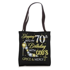 stepping into my 70th birthday gifts for ladies women tote bag