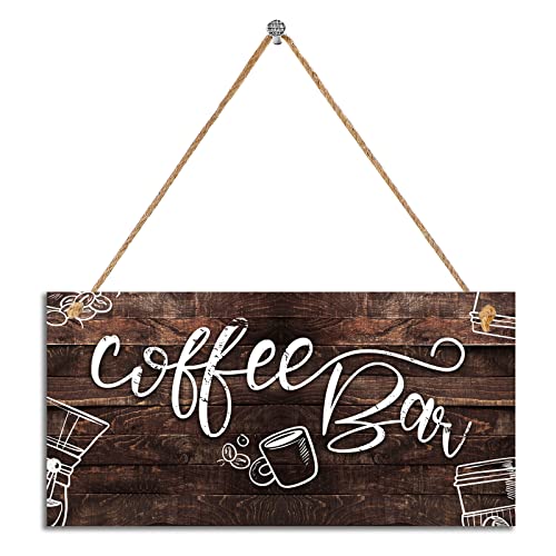 Hinnovy Coffee Bar Signs Decor - Wood Coffee Decor For Coffee Bar - Coffee Wall Art Decor For Kitchen, Living Room, & Indoor Outdoor Bars