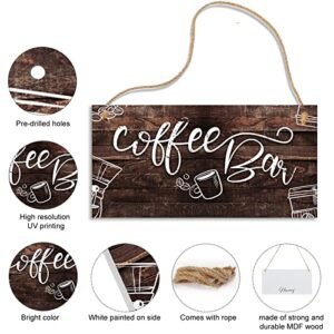 Hinnovy Coffee Bar Signs Decor - Wood Coffee Decor For Coffee Bar - Coffee Wall Art Decor For Kitchen, Living Room, & Indoor Outdoor Bars