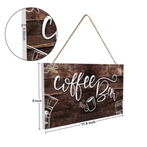 Hinnovy Coffee Bar Signs Decor - Wood Coffee Decor For Coffee Bar - Coffee Wall Art Decor For Kitchen, Living Room, & Indoor Outdoor Bars