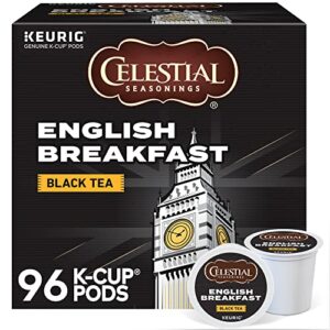 celestial seasonings english breakfast black tea, single-serve keurig k-cup pods, 96 count