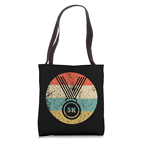 5K Race Finisher Medal Icon Retro Running Tote Bag