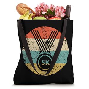 5K Race Finisher Medal Icon Retro Running Tote Bag