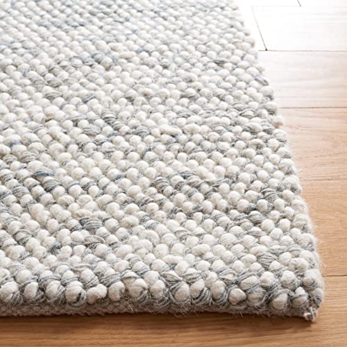 Safavieh Natura Collection 4' x 6' Grey/Ivory NAT182F Handmade Wool Entryway Living Room Foyer Bedroom Accent Rug