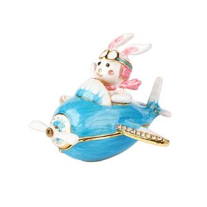furuida airplane and captain rabbit trinket boxes hinged enamel hand-painted animals ornaments unique gift for home decor