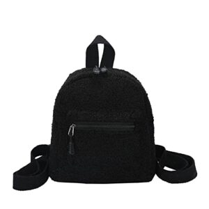 mbvbn cute fuzzy sherpa mini backpack casual small shoulder bag girls purse women (black)