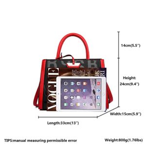 JESSWOKO Personality Large Capacity Commuter Ladies Tote Handbag Shoulder Bags Top Handle Messenger Totes Bag for Women JT019L